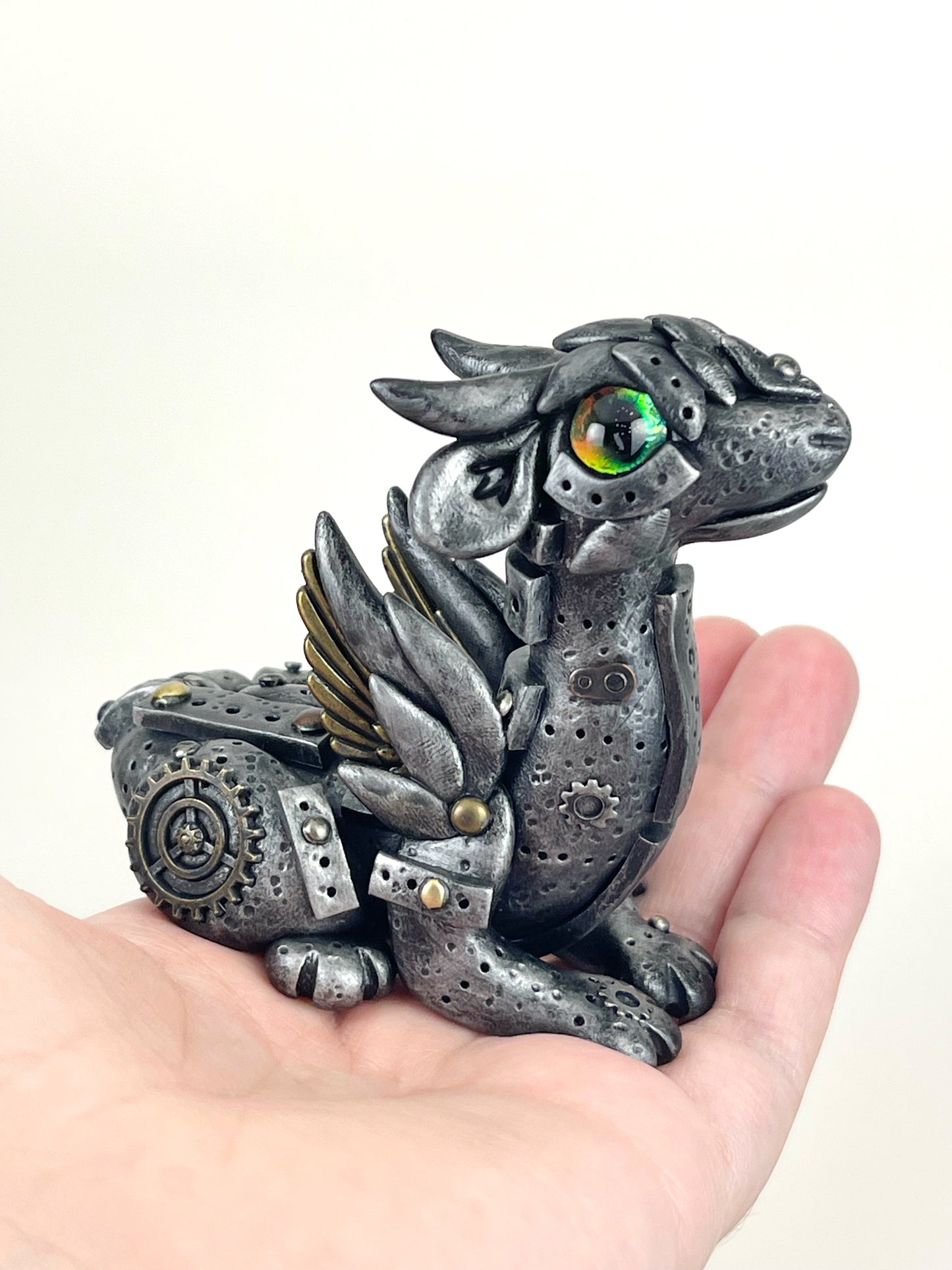 Sculpture de dragon Steampunk faite à la main, pièce unique