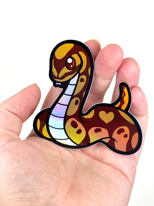 Holographic Heart Ball Python Snake Sticker