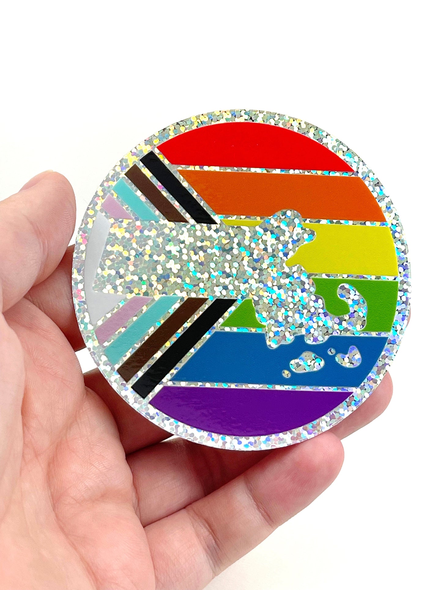 Glitter Massachusetts Pride Sticker