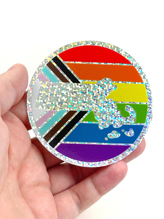 Glitter Massachusetts Pride Sticker