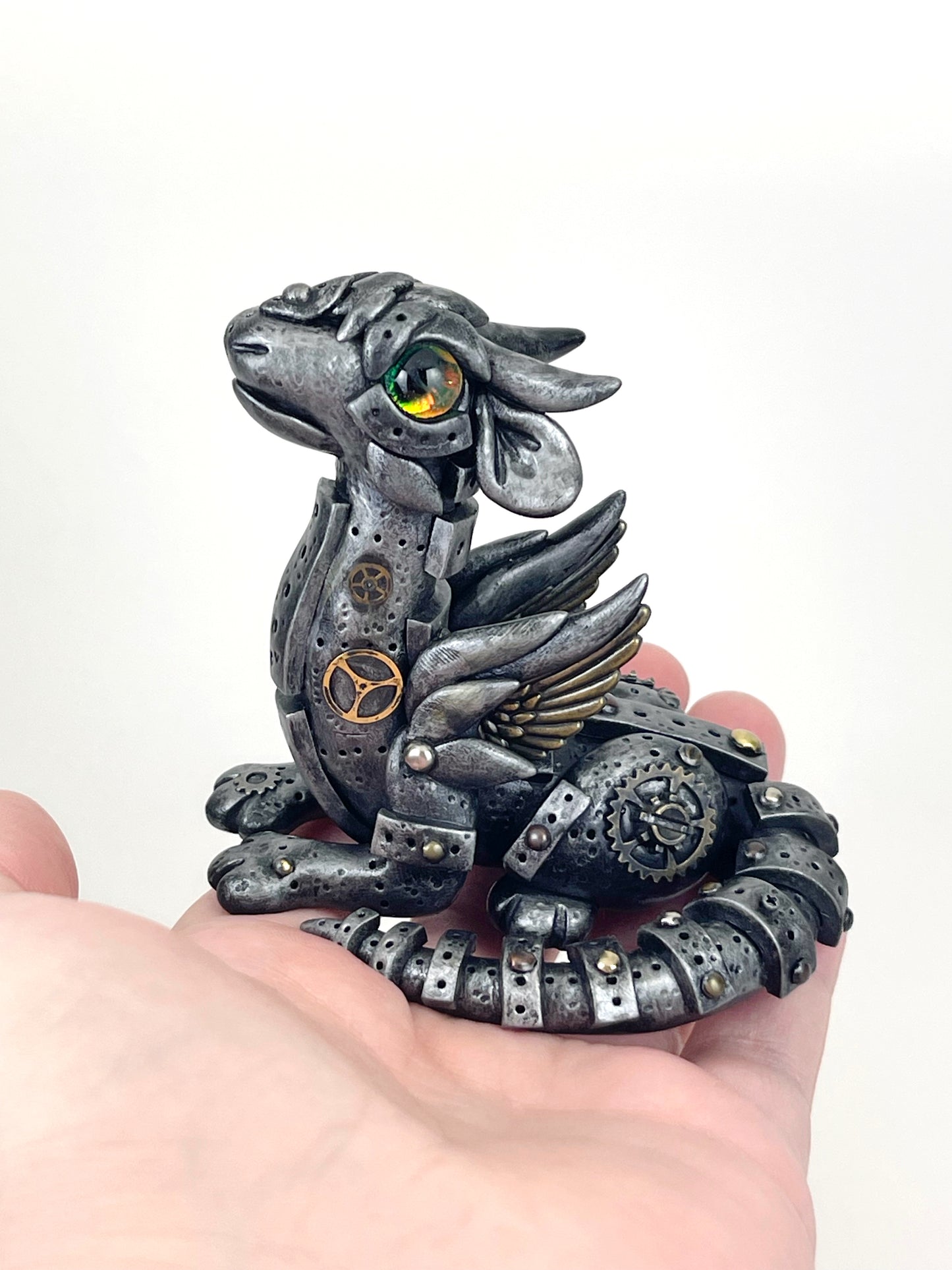 Sculpture de dragon Steampunk faite à la main, pièce unique