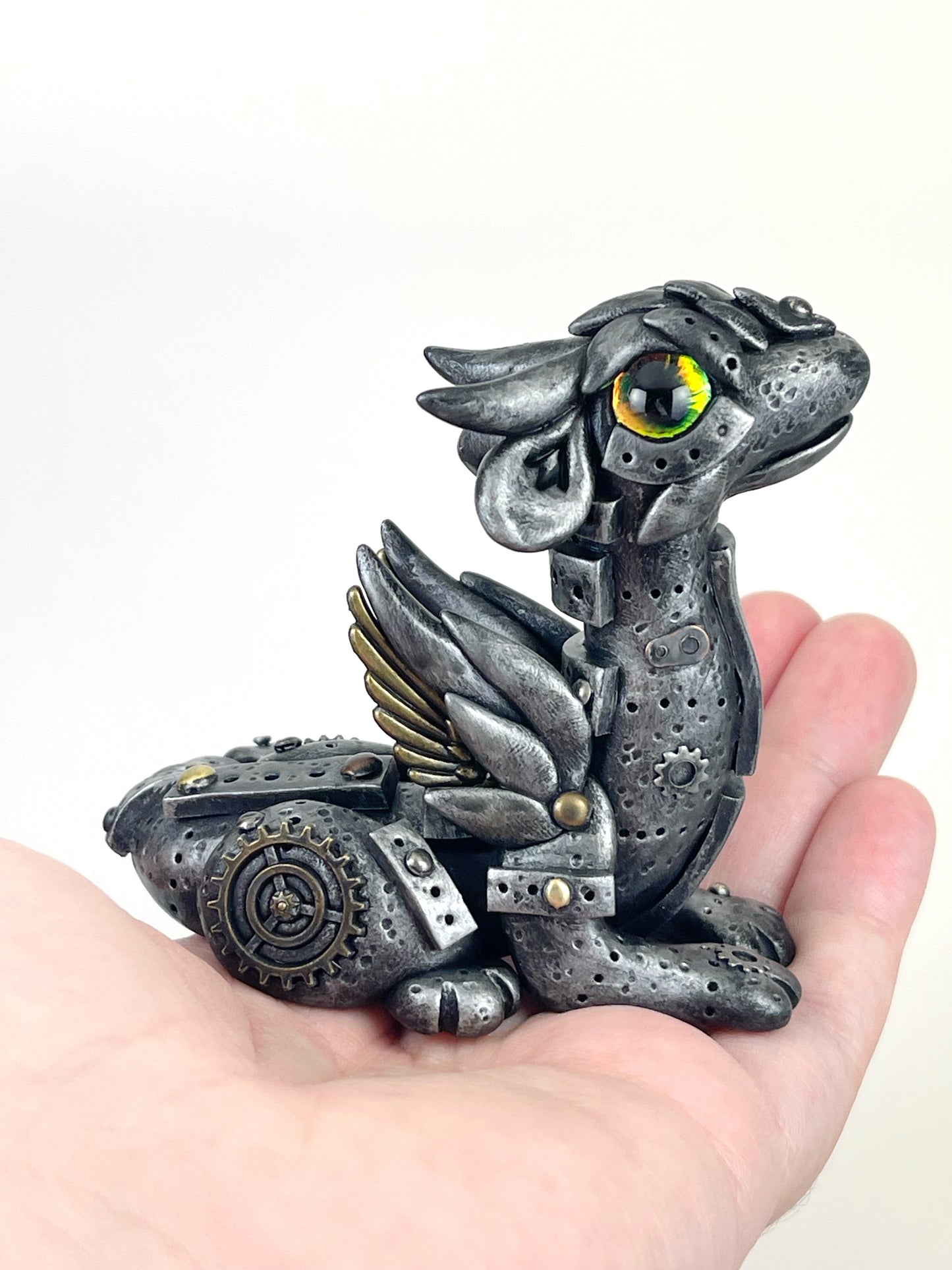 Sculpture de dragon Steampunk faite à la main, pièce unique