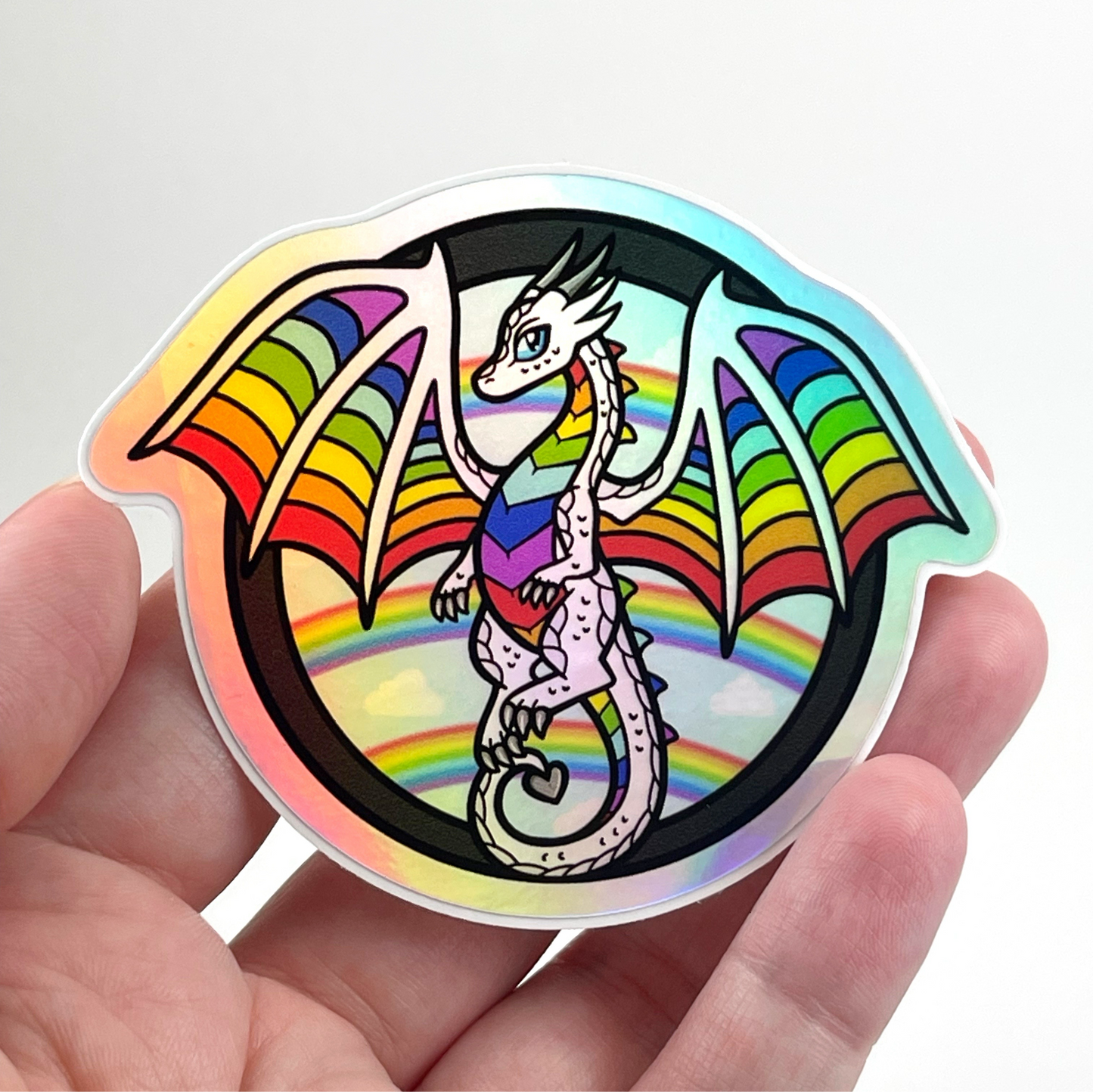 Pegatina holográfica del orgullo del dragón