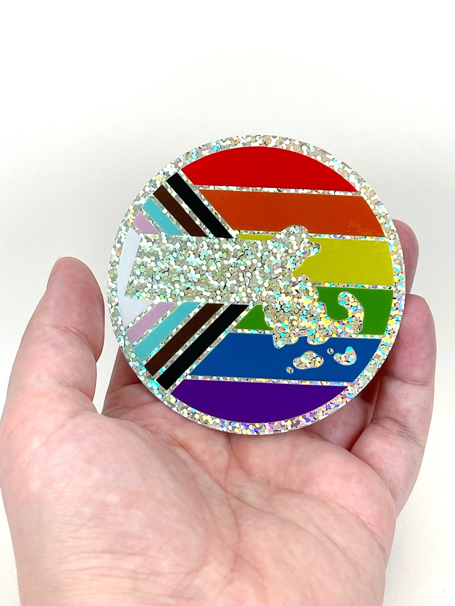 Glitter Massachusetts Pride Sticker