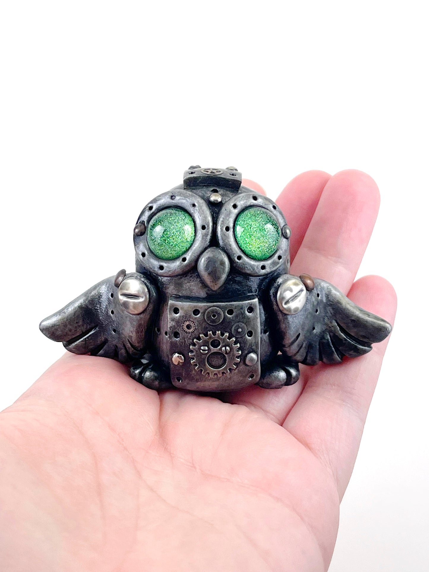 Handmade Steampunk Owl sculpture one of a kind ooak