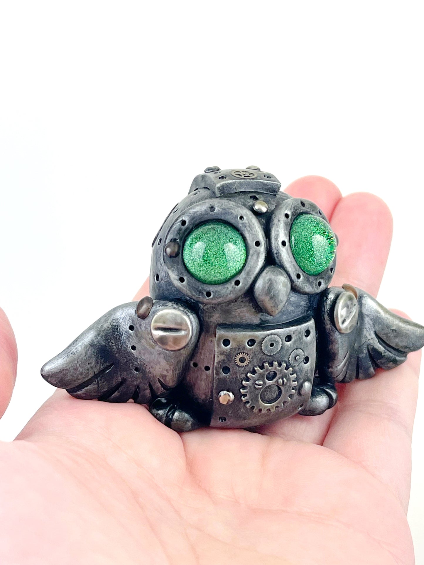 Handmade Steampunk Owl sculpture one of a kind ooak