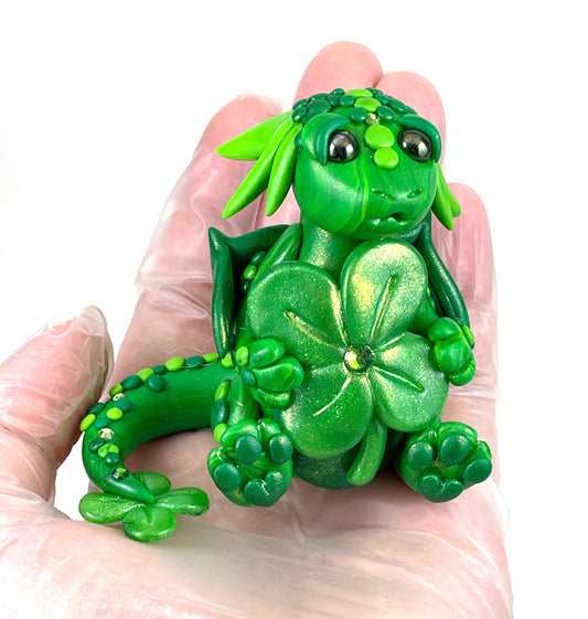 Lucky Clover Dragon sculpture ooak