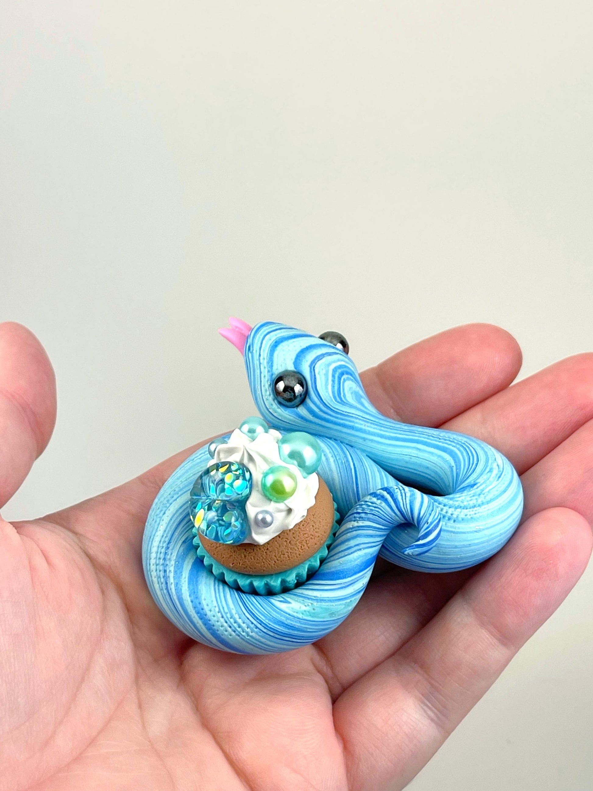 Cupcake Snake handmade sculpture decoden whip