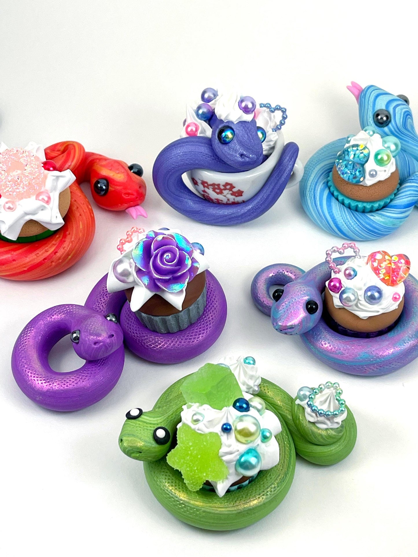 Cupcake Snake handmade sculpture decoden whip