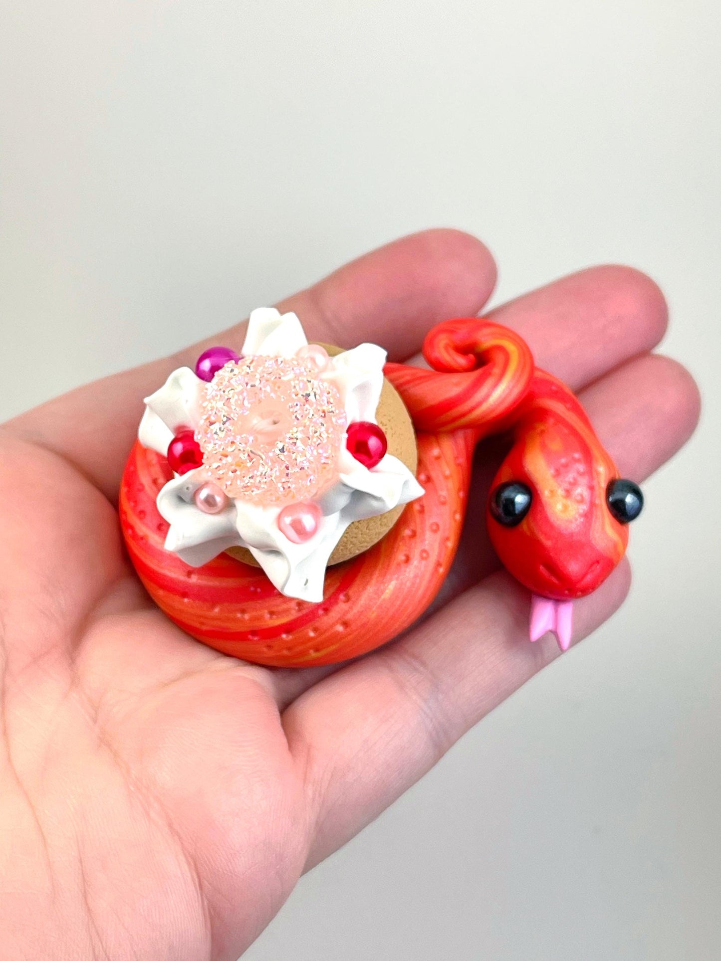 Cupcake Snake handmade sculpture decoden whip