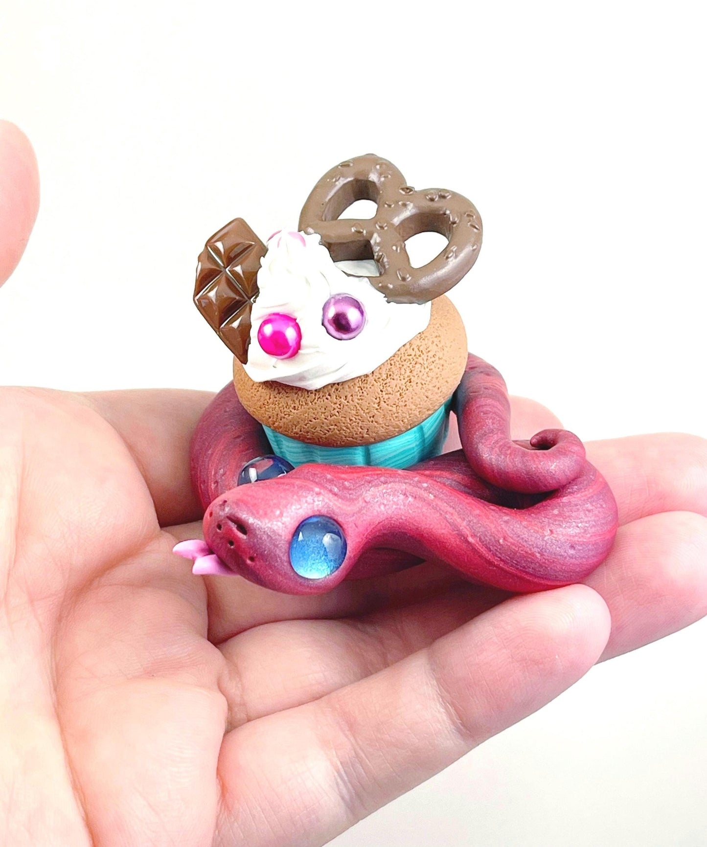 Cupcake Snake handmade sculpture decoden whip