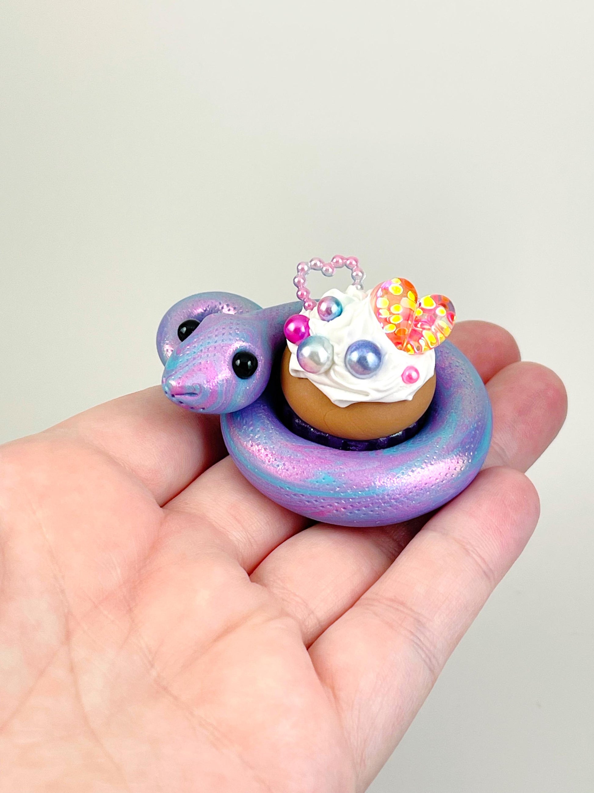 Cupcake Snake handmade sculpture decoden whip