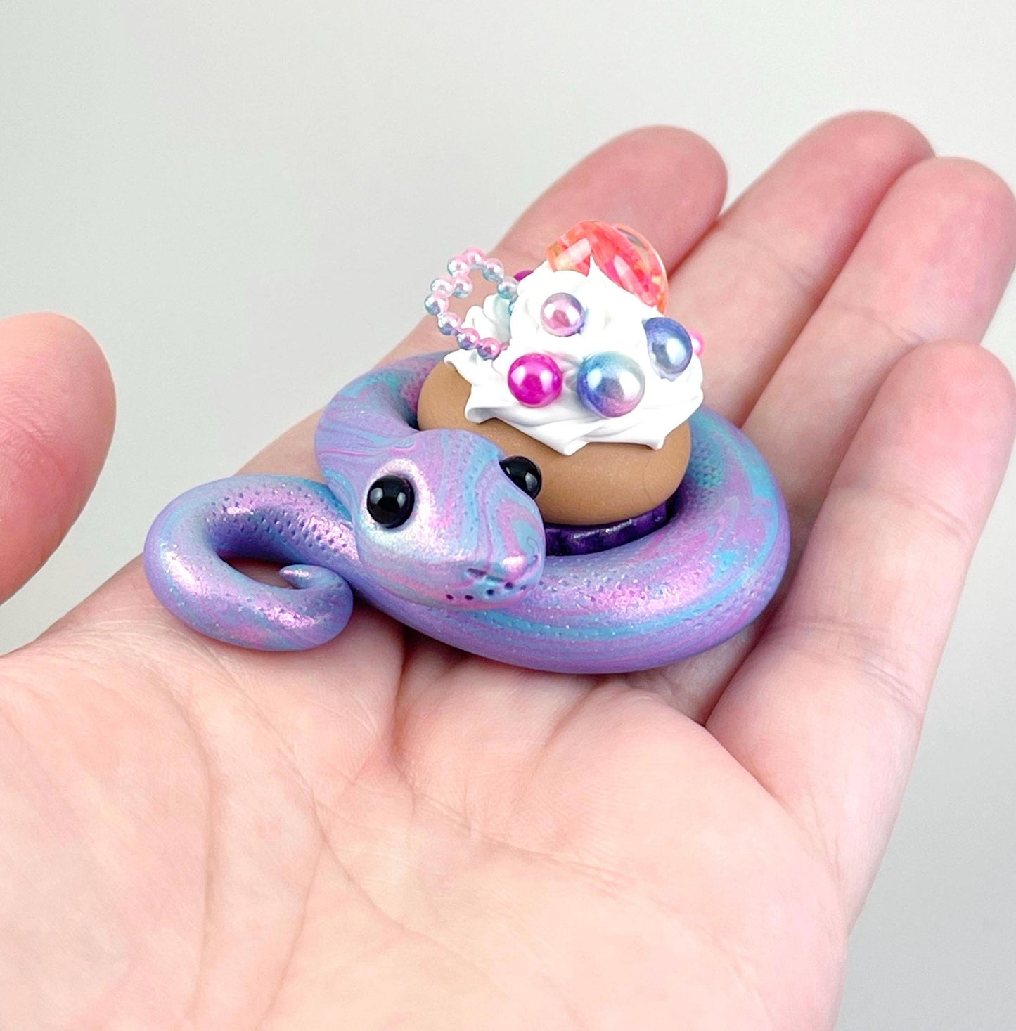 Cupcake Snake handmade sculpture decoden whip