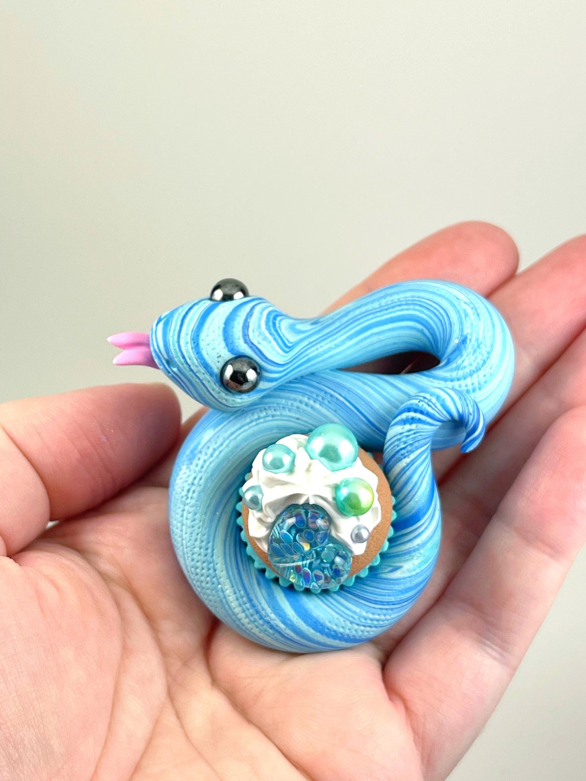 Cupcake Snake handmade sculpture decoden whip