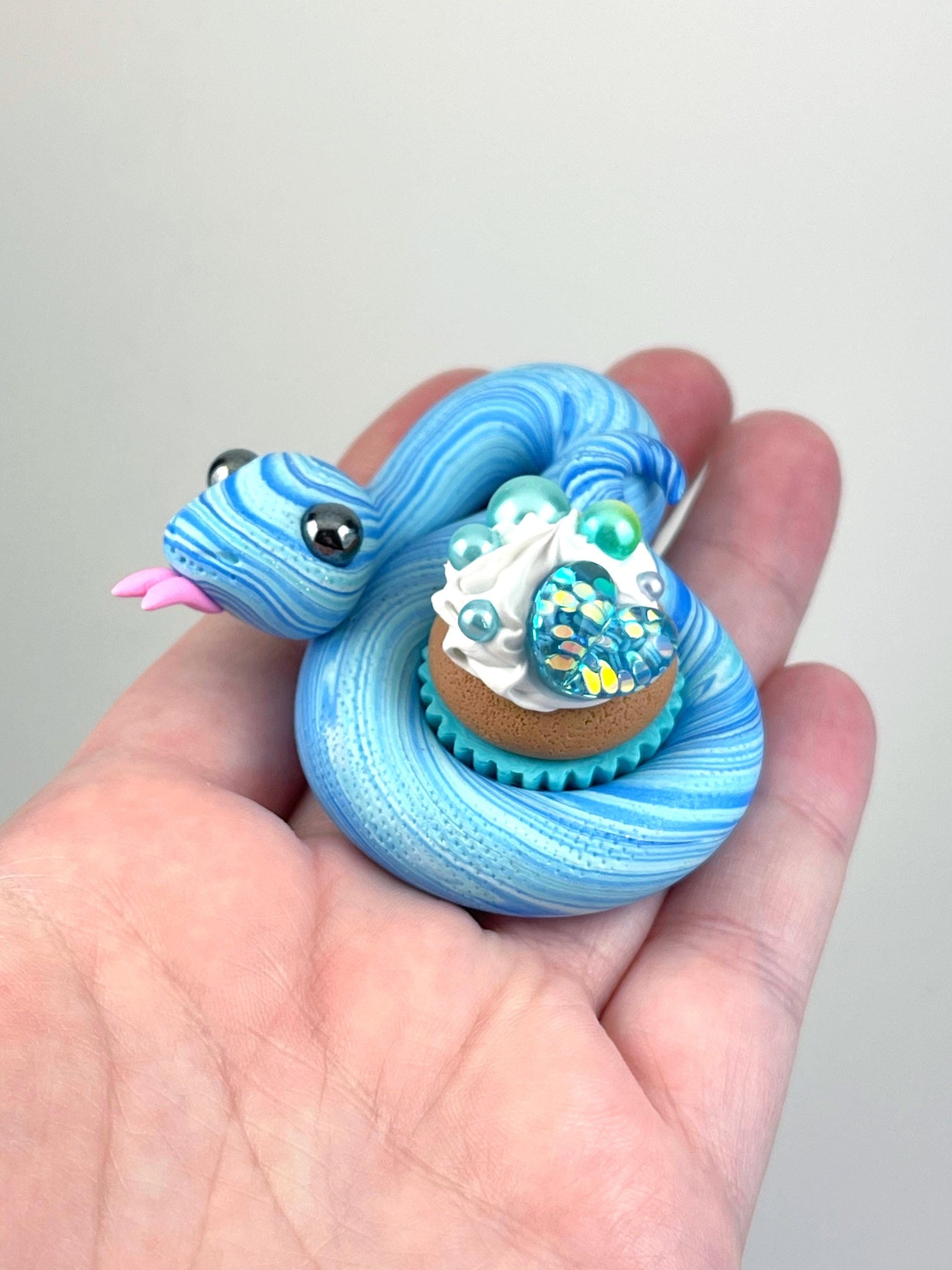 Cupcake Snake handmade sculpture decoden whip