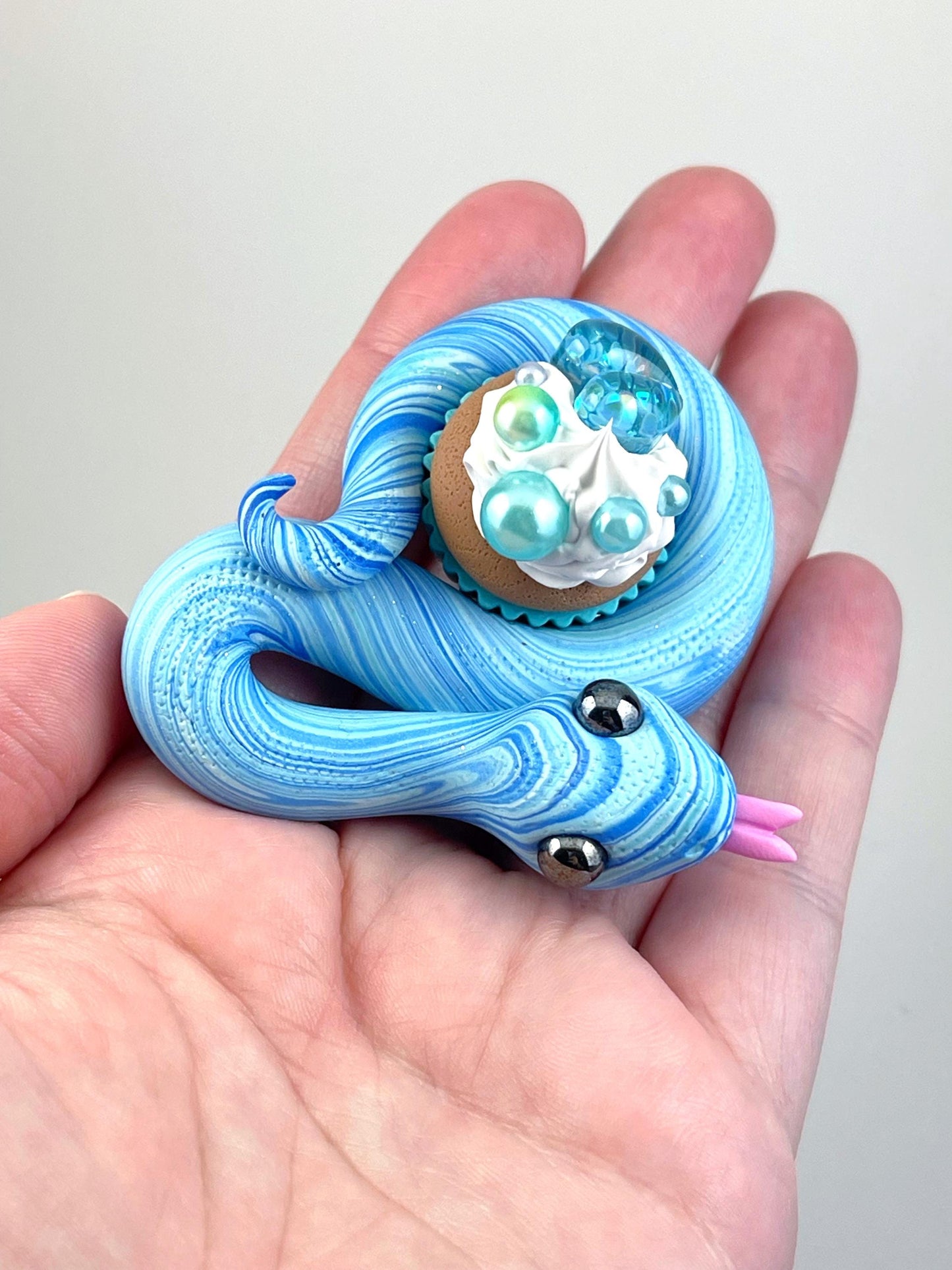 Cupcake Snake handmade sculpture decoden whip