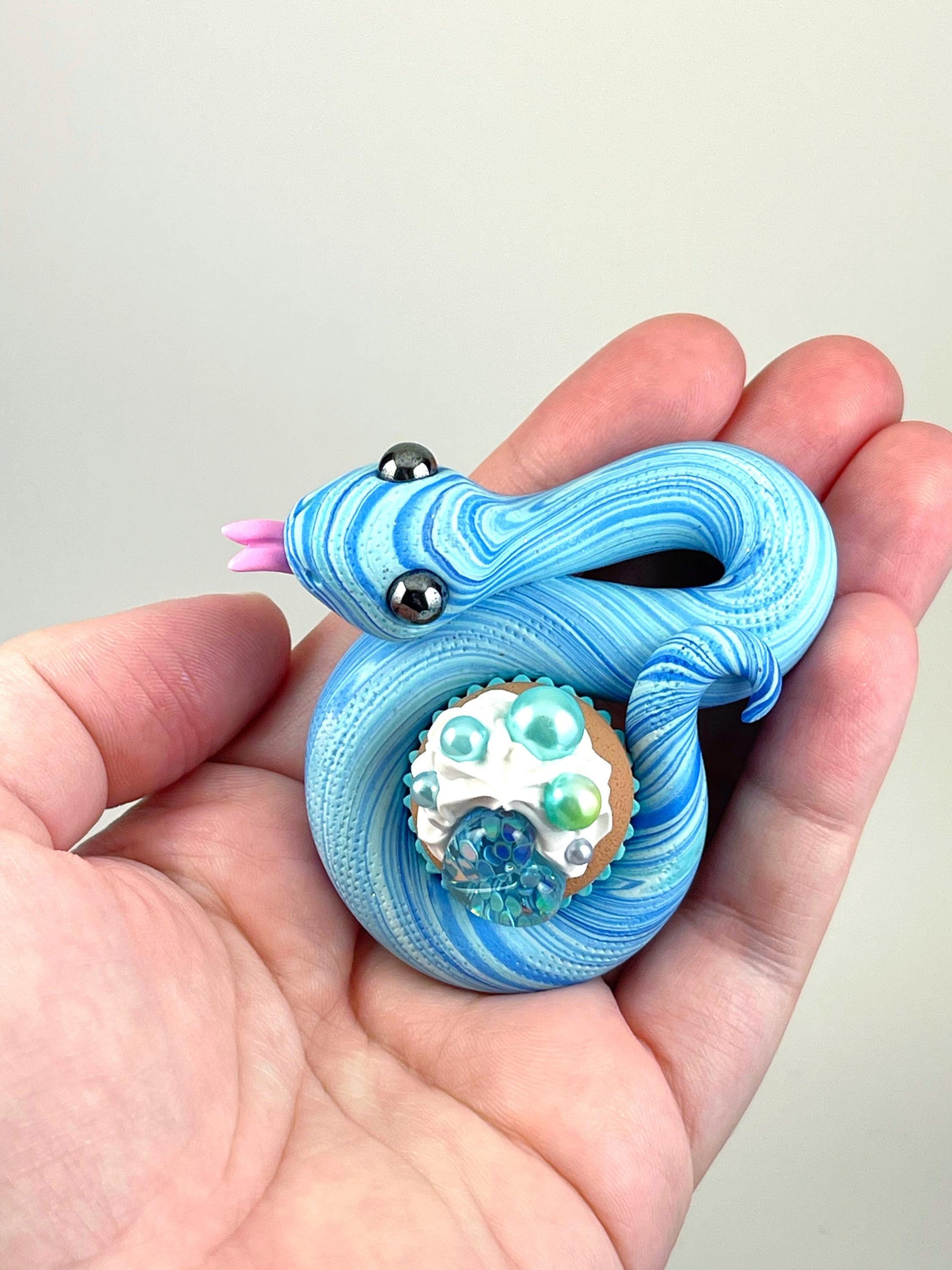 Cupcake Snake handmade sculpture decoden whip