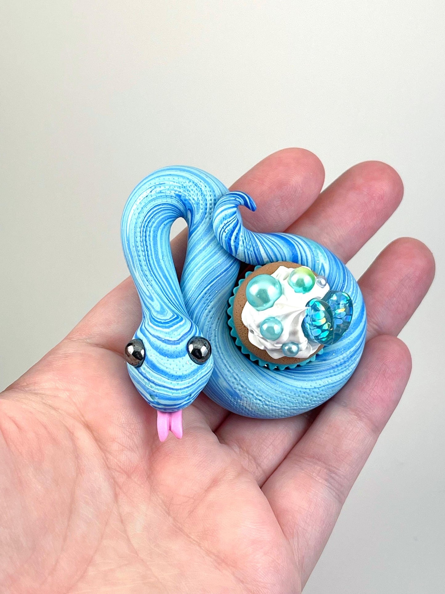 Cupcake Snake handmade sculpture decoden whip