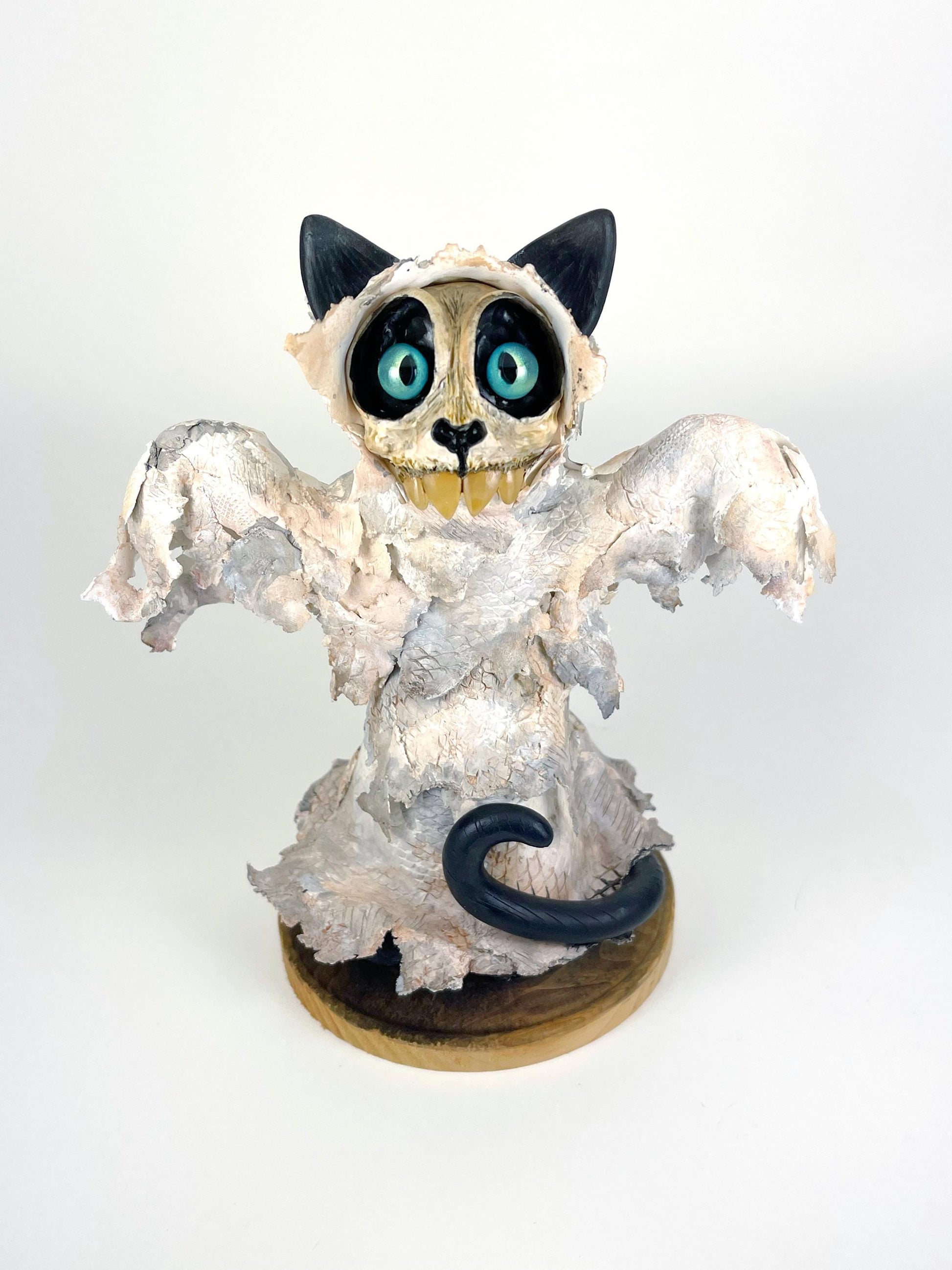 Spooky Ghost Skull Kitty Sculpture