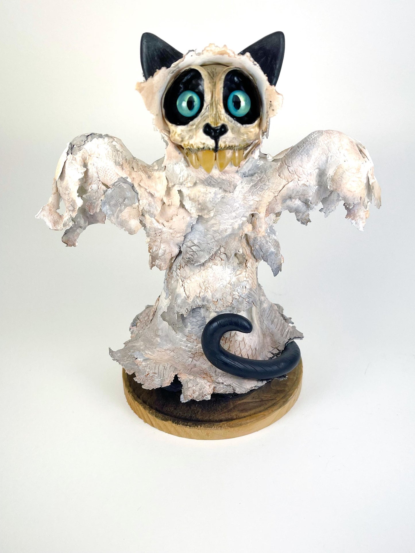 Spooky Ghost Skull Kitty Sculpture