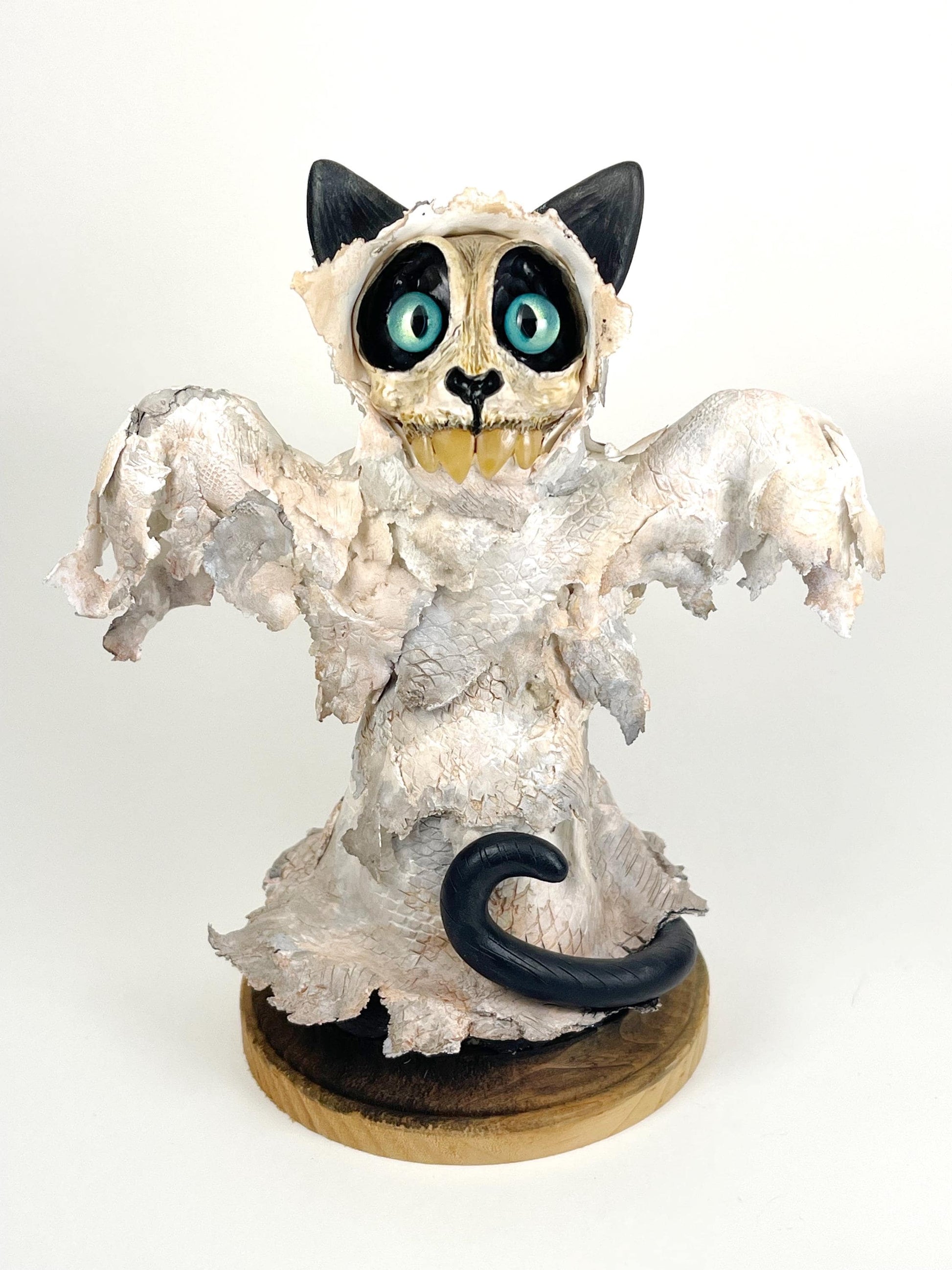 Spooky Ghost Skull Kitty Sculpture