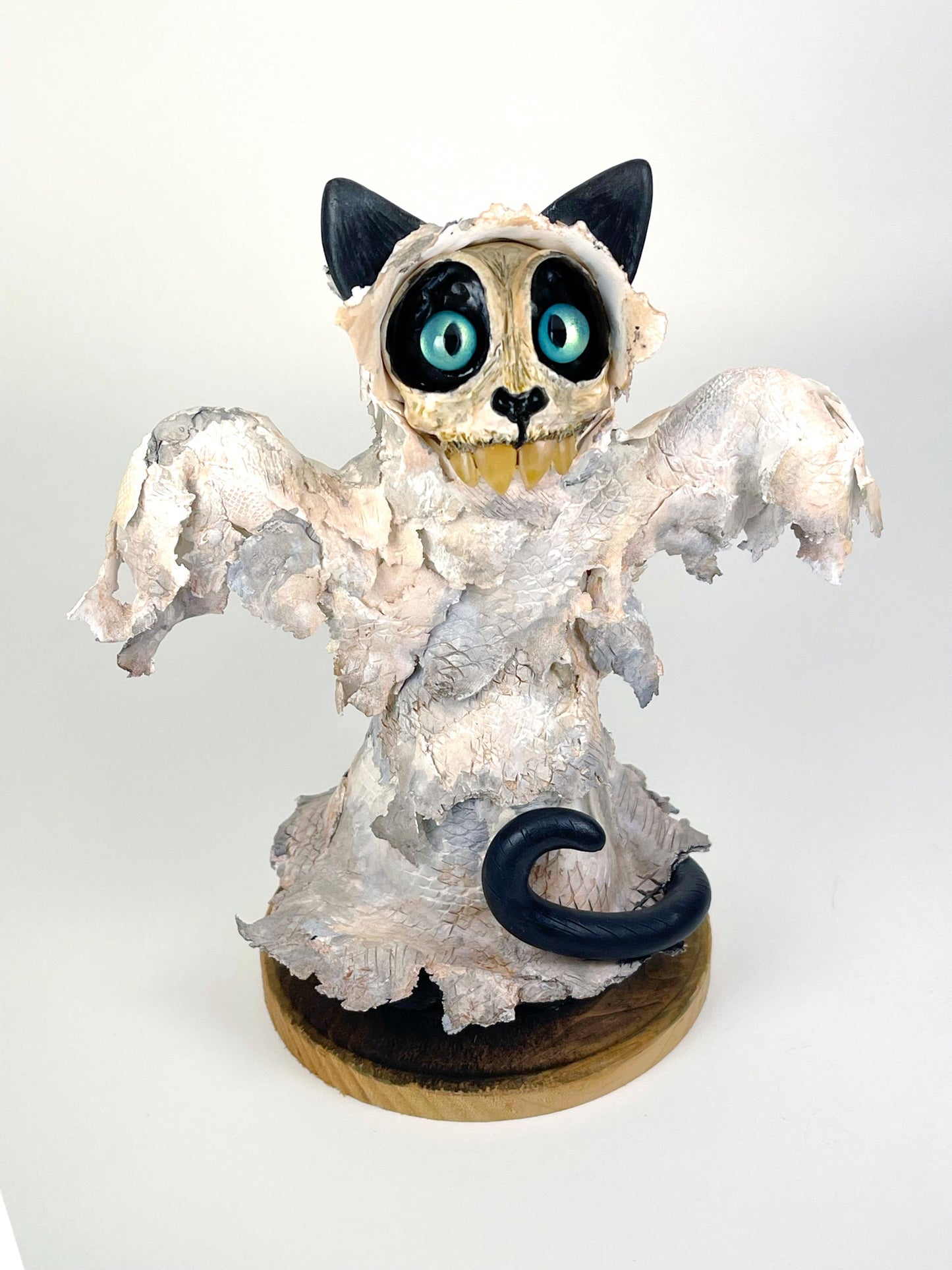 Spooky Ghost Skull Kitty Sculpture