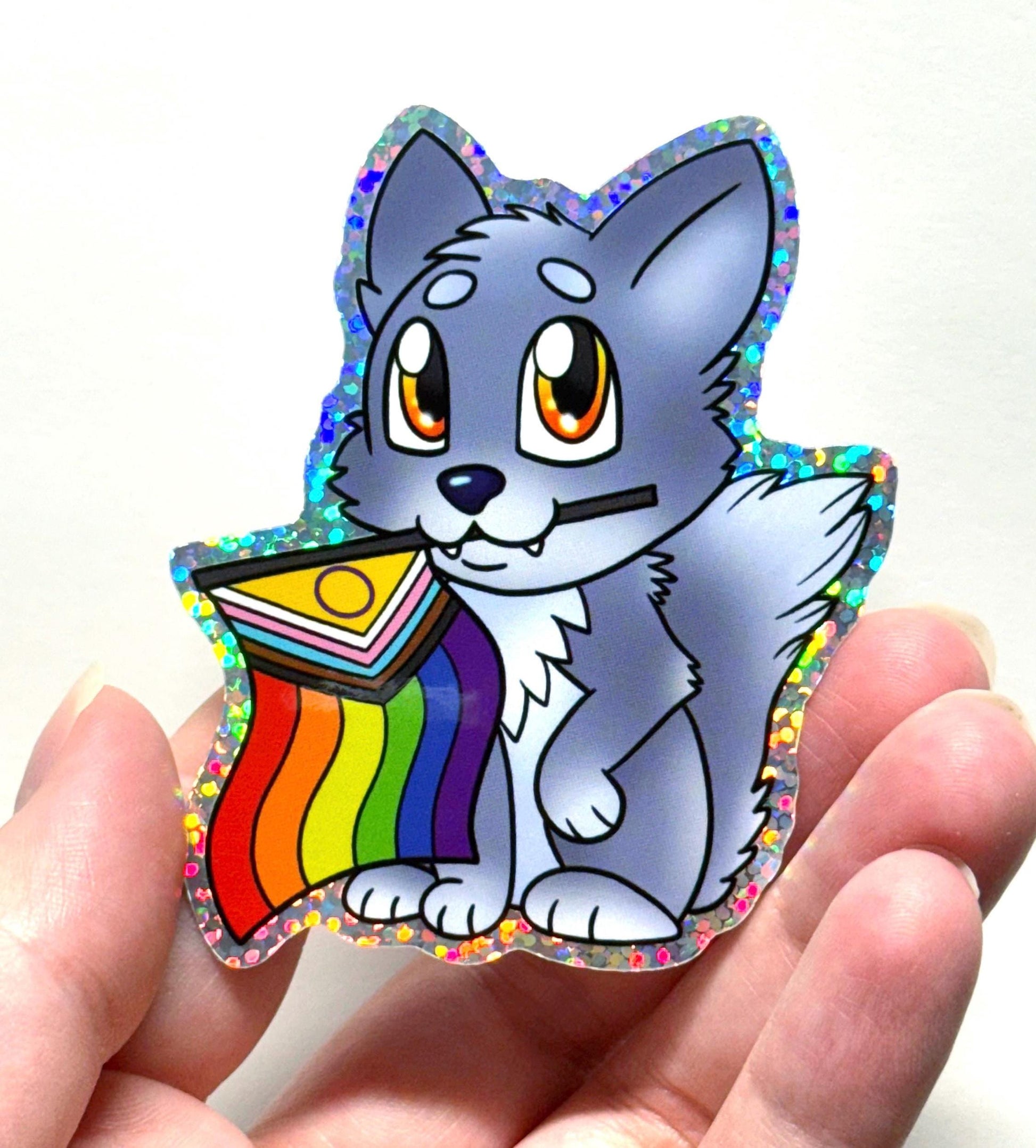Pride-imals Holo Wolf Furry Lgbtqia Pride Sticker 3 inch
