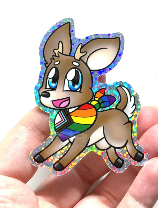 Pride-imals Holo Deer Furry Lgbtqia Pride Sticker 3 inch