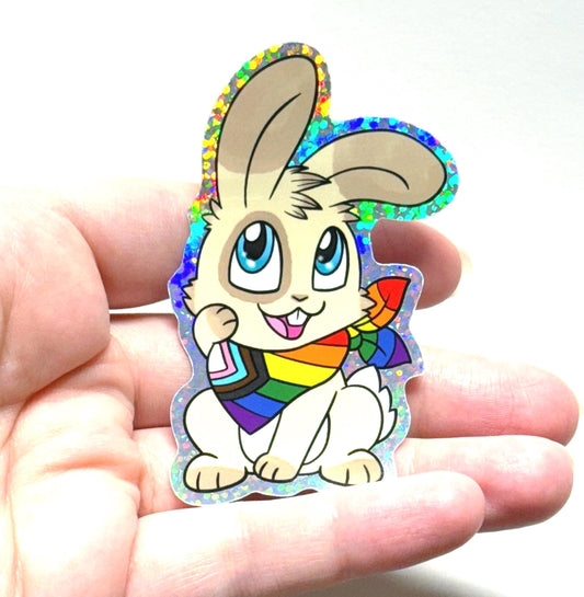 Pride-imals Holo Bunny Rabbit Furry Lgbtqia Pride Sticker 3 inch