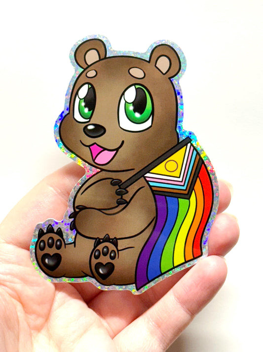 Pride-imals Holo Bear Furry Lgbtqia Pride Sticker 4 inch