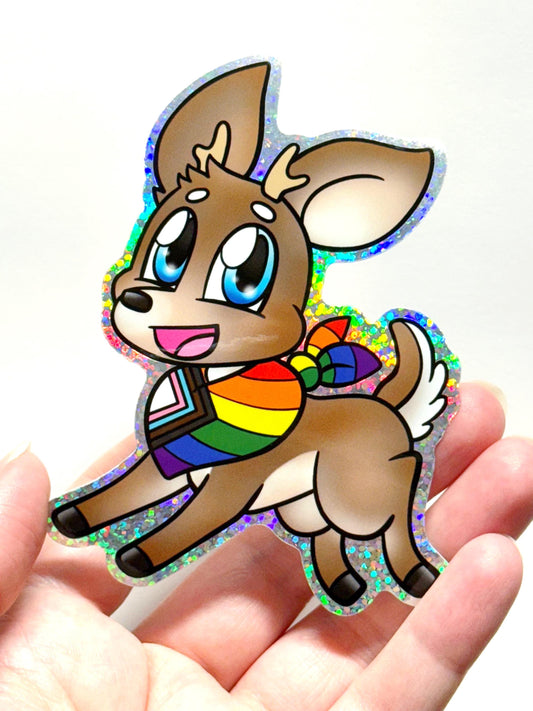 Pride-imals Holo Deer Furry Lgbtqia Pride Sticker 4 inch
