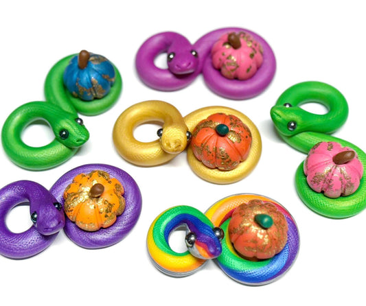Pumpkin Cuddling Snakes Handmade Sculpture Choose your favorite