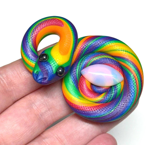 Pride Snake LGBTQIA Flag Handmade Sculpture with opalite