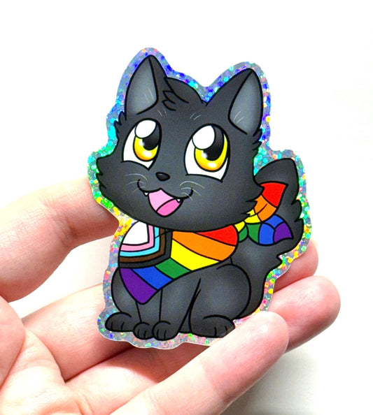 Pride-imals Holo Cat Kitty Furry Lgbtqia Pride Sticker 3 inch