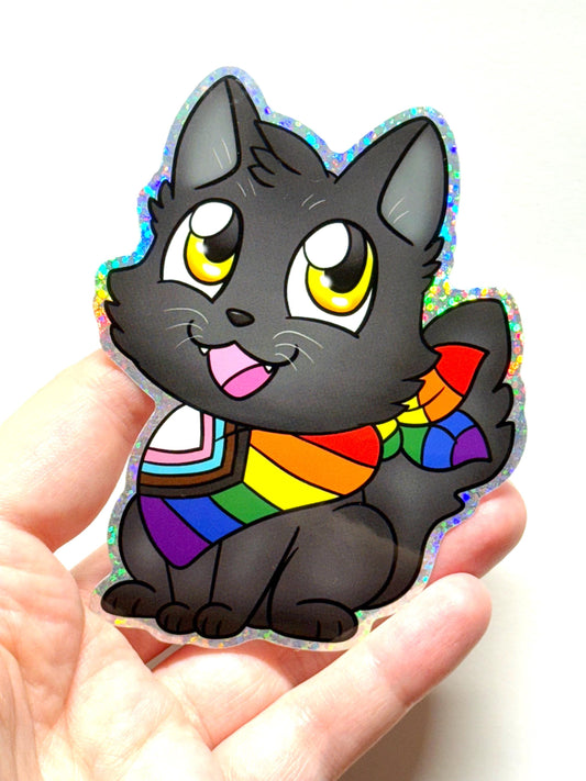 Pride-imals Holo Cat Kitty Furry Lgbtqia Pride Sticker 4 inch