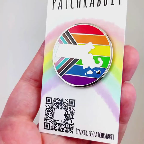 Massachusetts Pride Flag Enamel Pin LGBT owned Small Business