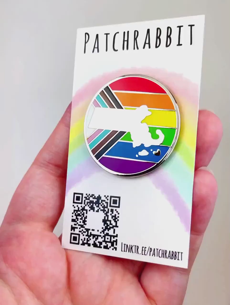 Massachusetts Pride Flag Enamel Pin LGBT owned Small Business