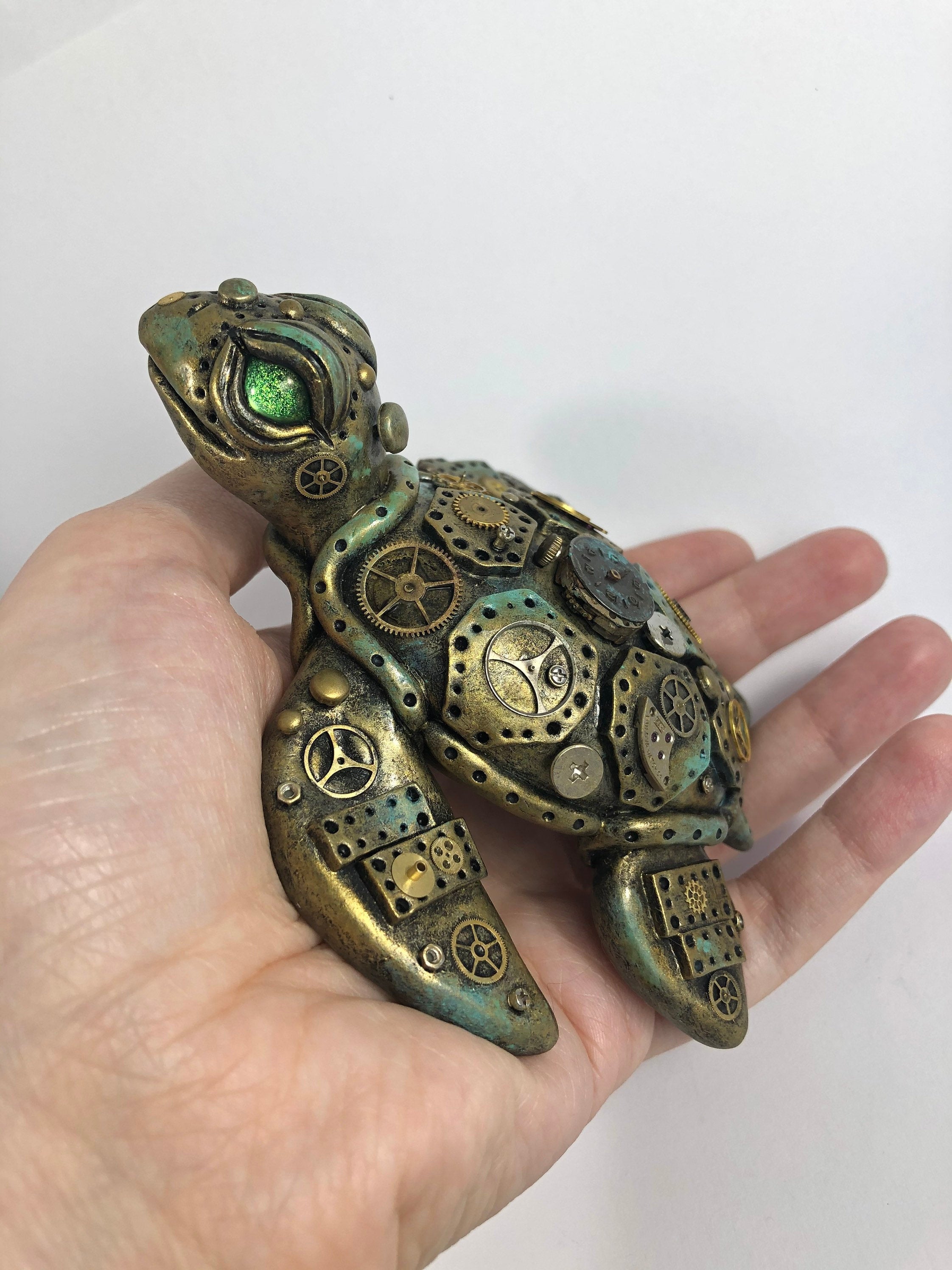 Handmade Steampunk Turtle With hot Trinket Box,-yzu