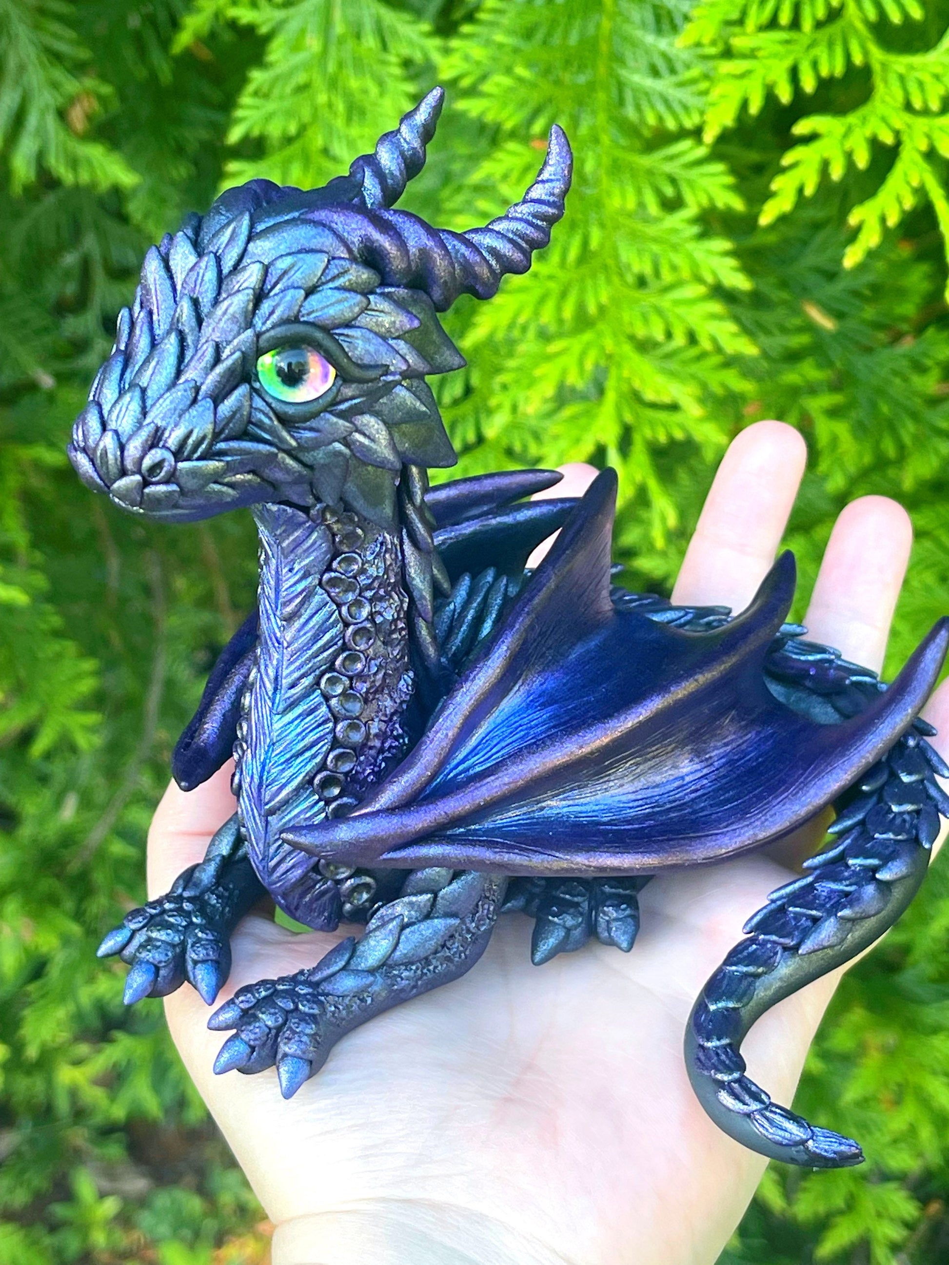 Dark Goddess Dragon sculpture ooak