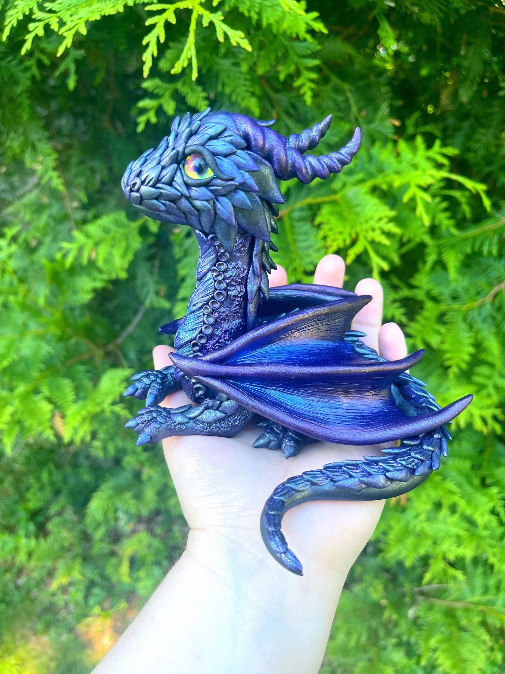 Dark Goddess Dragon sculpture ooak