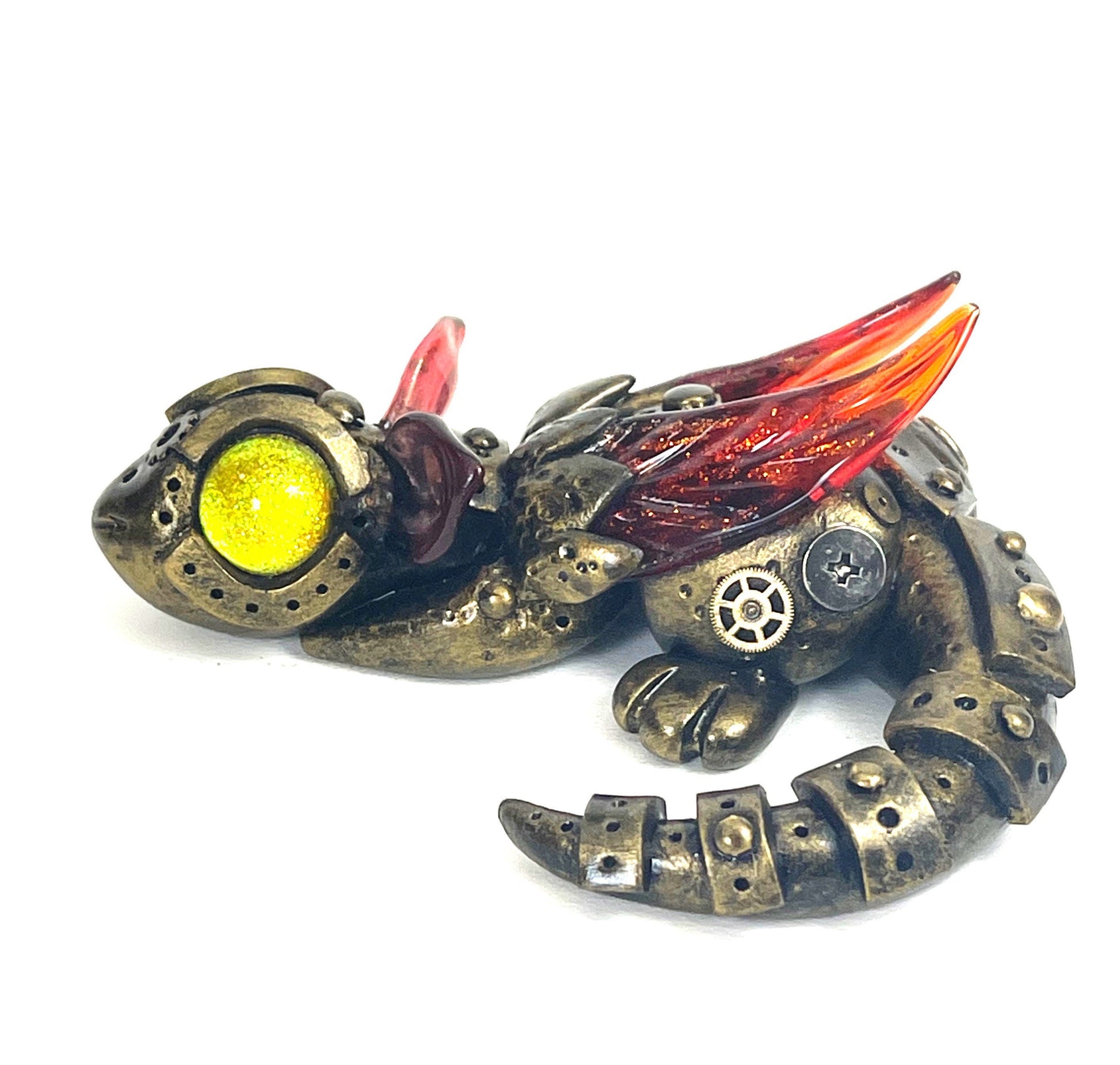 READY TO SHIP Handmade Steampunk dragon sculpture one of a kind ooak