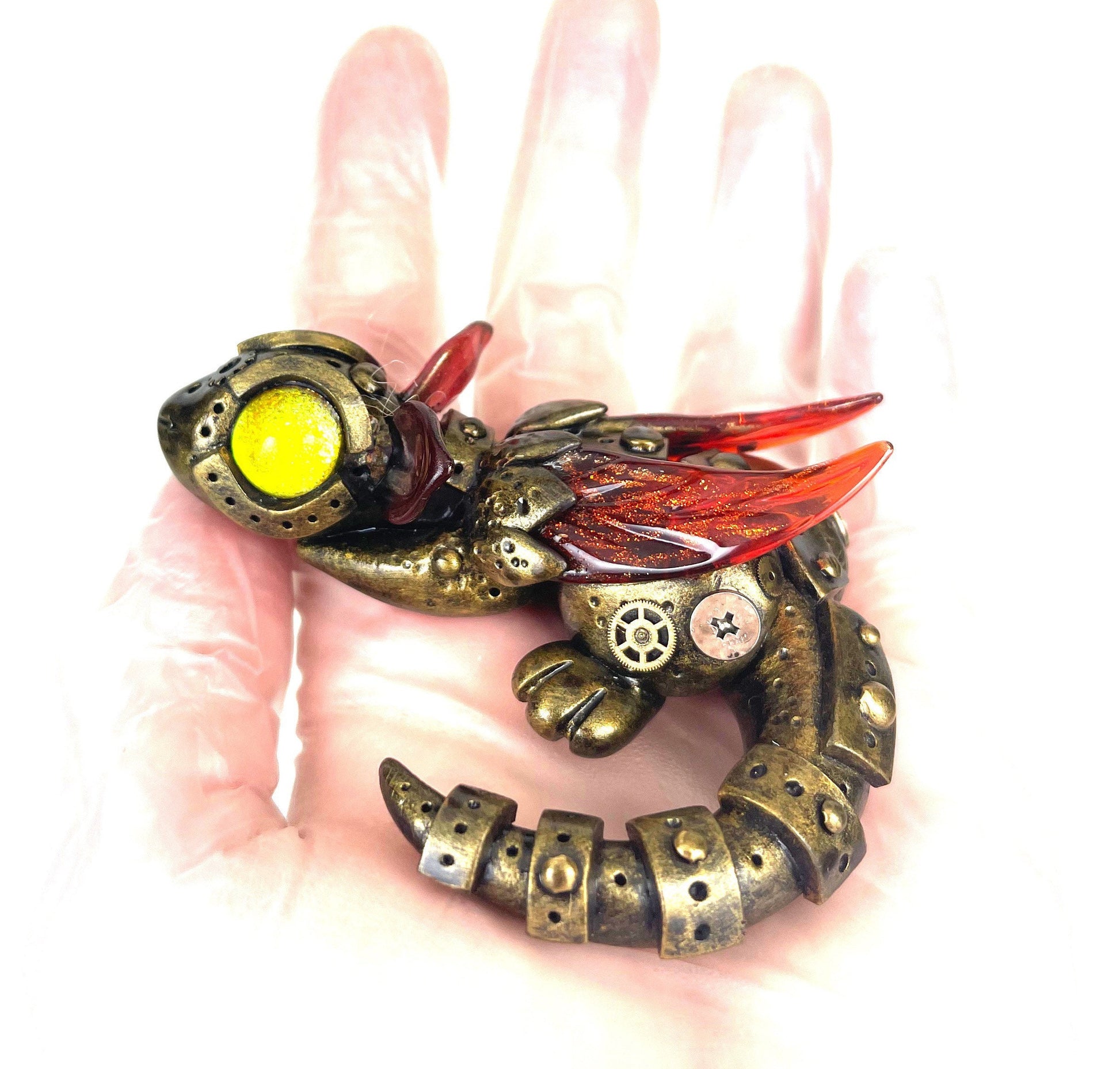 READY TO SHIP Handmade Steampunk dragon sculpture one of a kind ooak