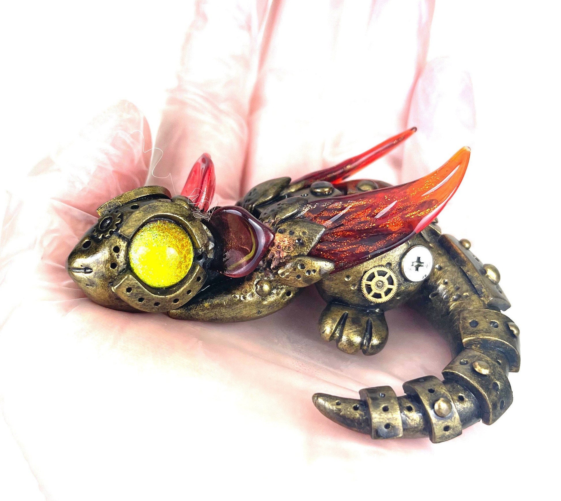 READY TO SHIP Handmade Steampunk dragon sculpture one of a kind ooak