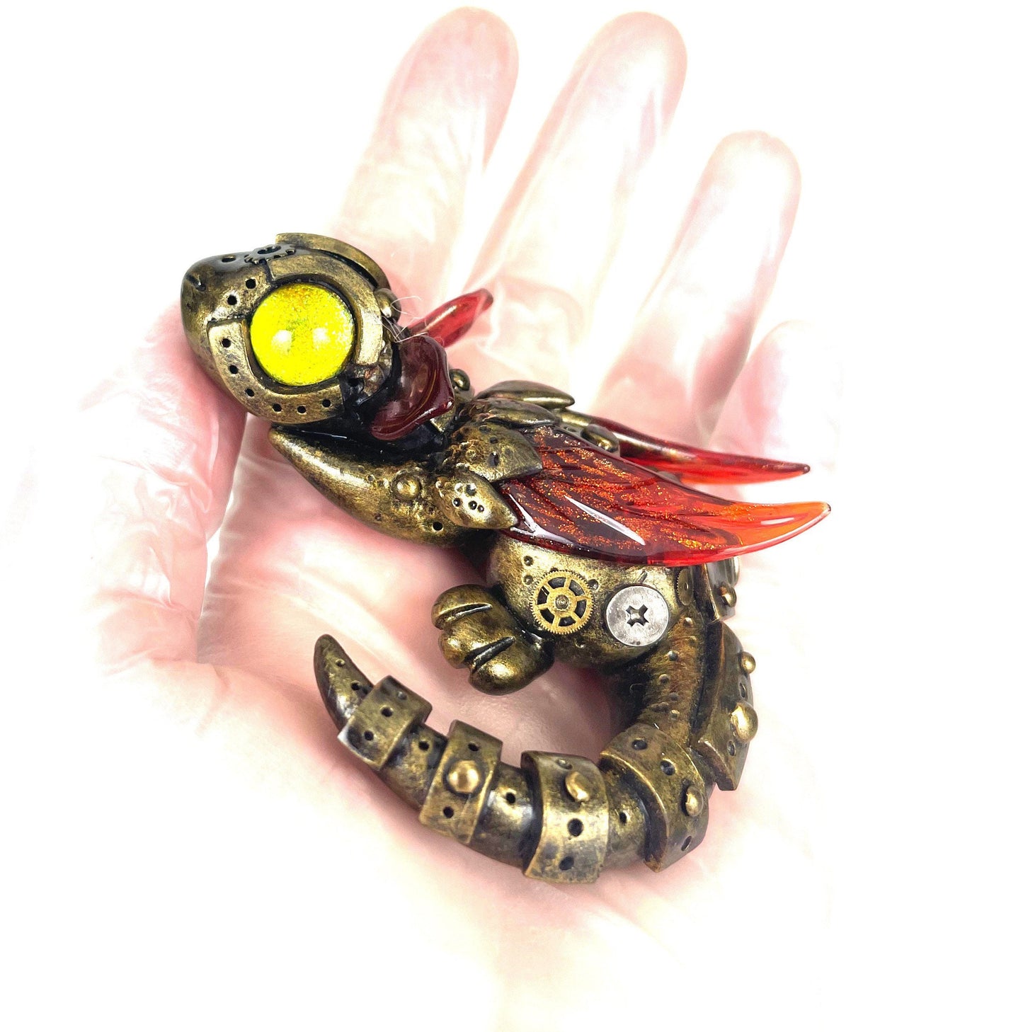 READY TO SHIP Handmade Steampunk dragon sculpture one of a kind ooak
