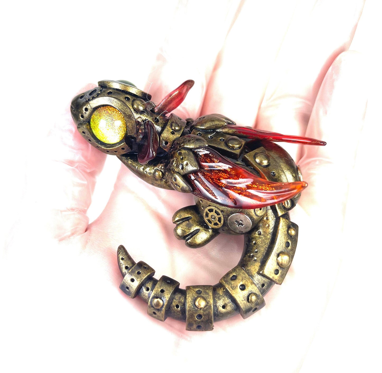 READY TO SHIP Handmade Steampunk dragon sculpture one of a kind ooak