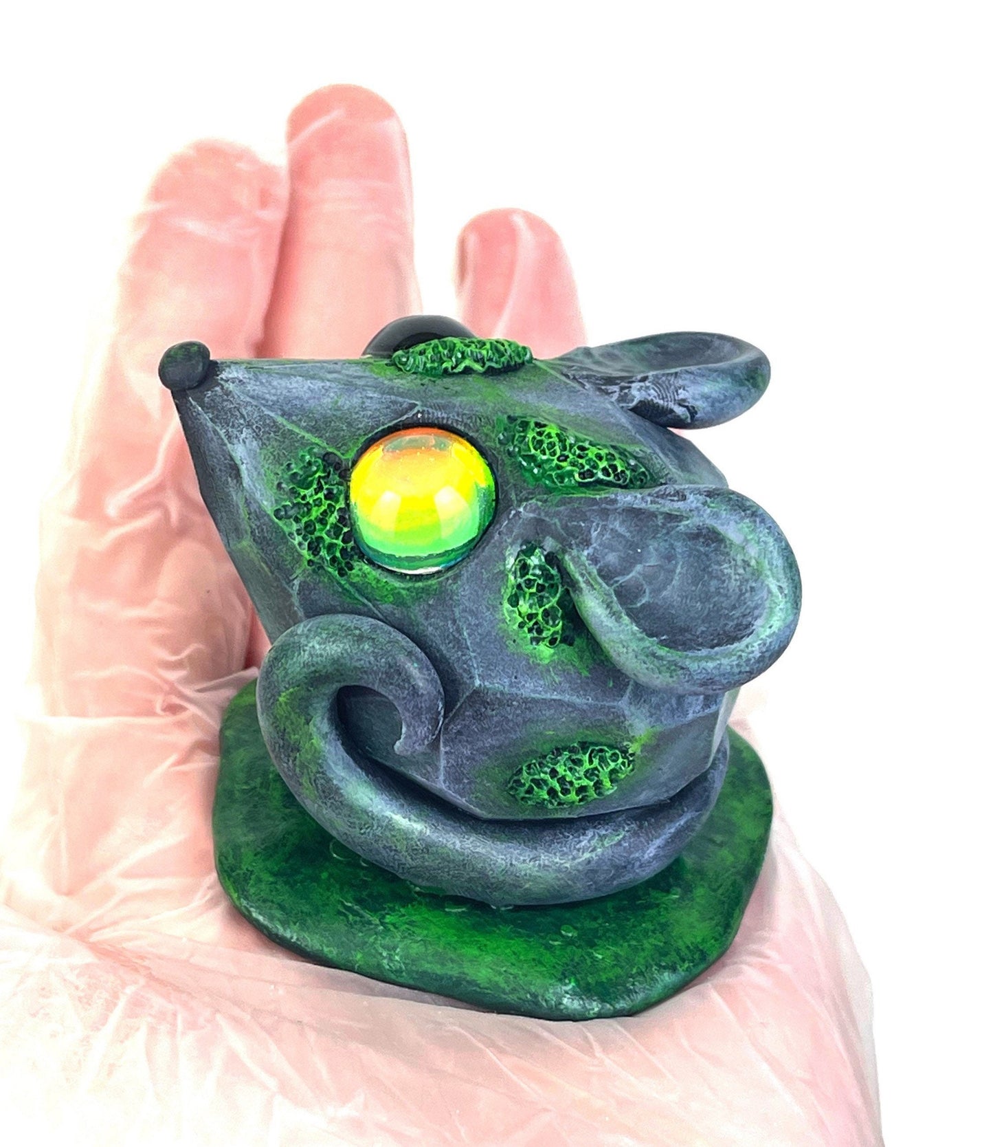 Mossy Stone Mouse Handmade Sculpture