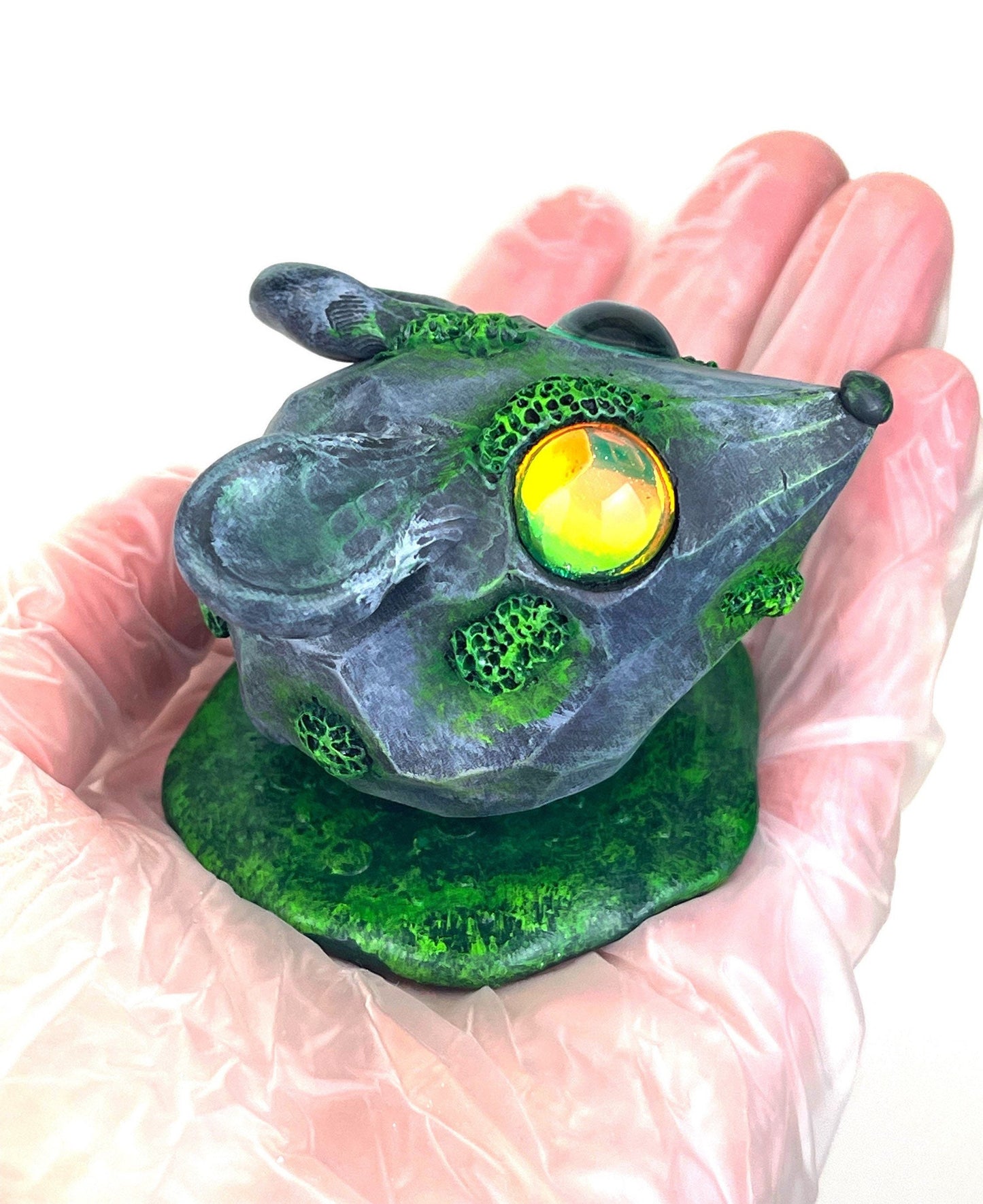 Mossy Stone Mouse Handmade Sculpture