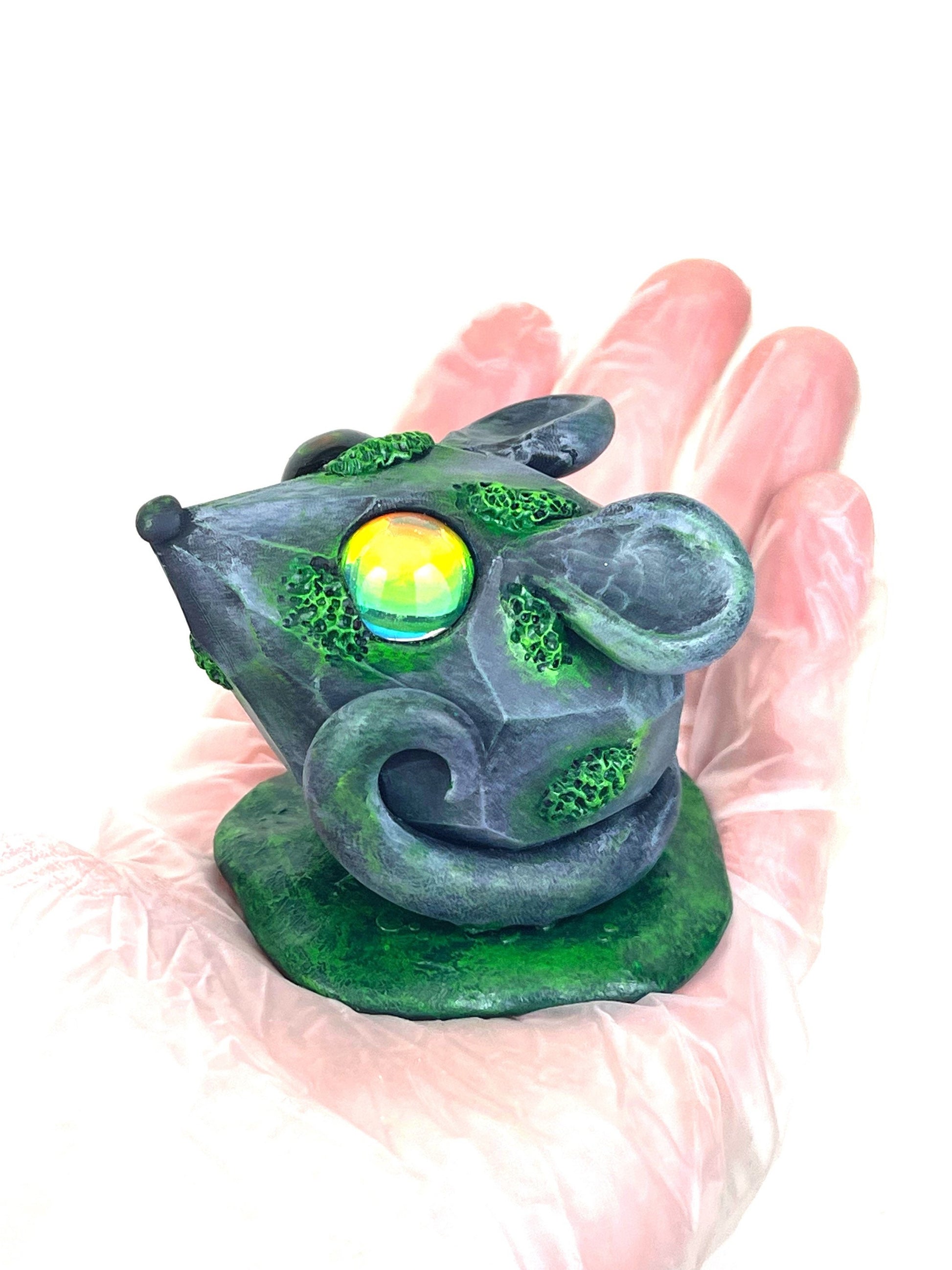 Mossy Stone Mouse Handmade Sculpture