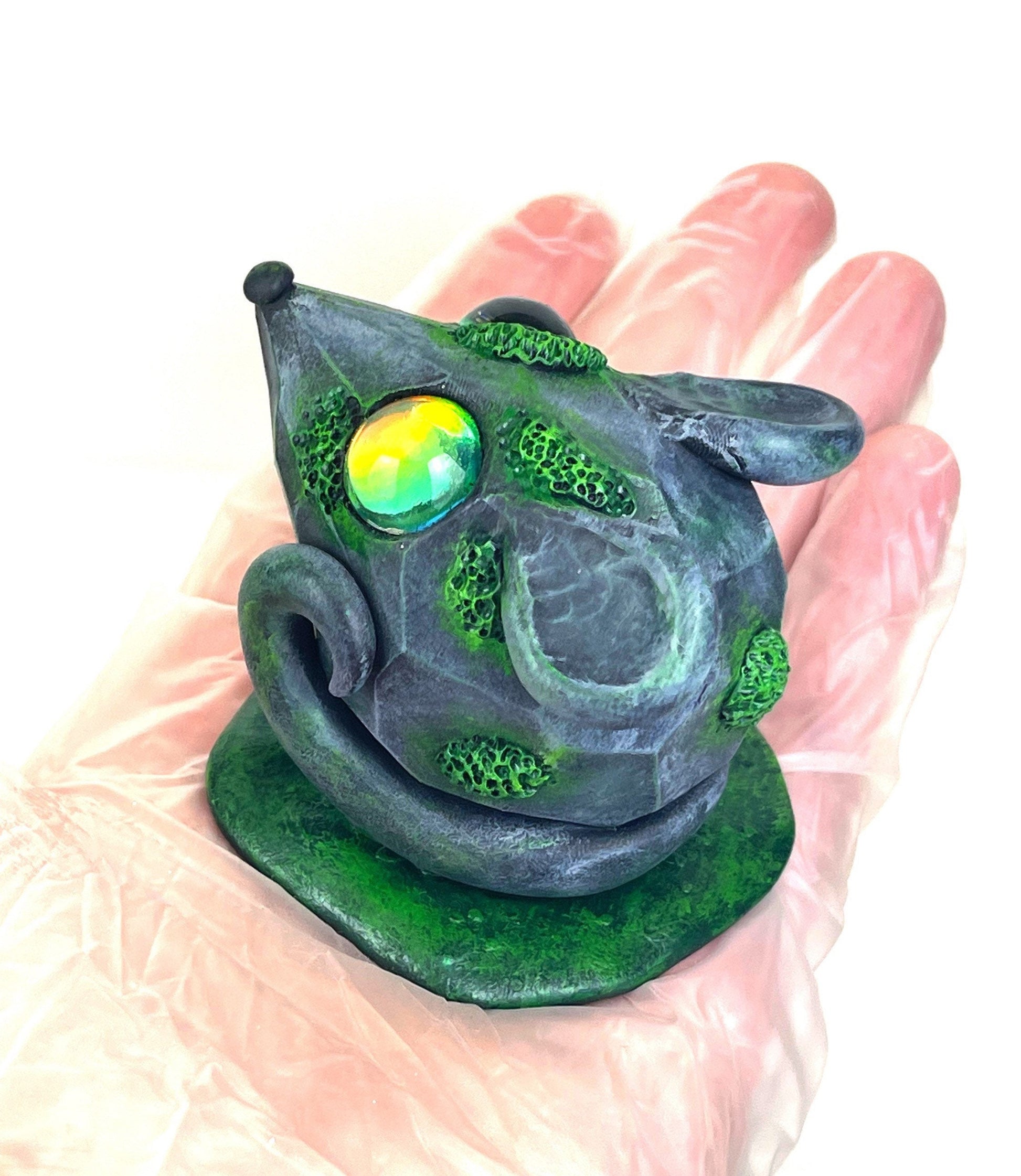 Mossy Stone Mouse Handmade Sculpture