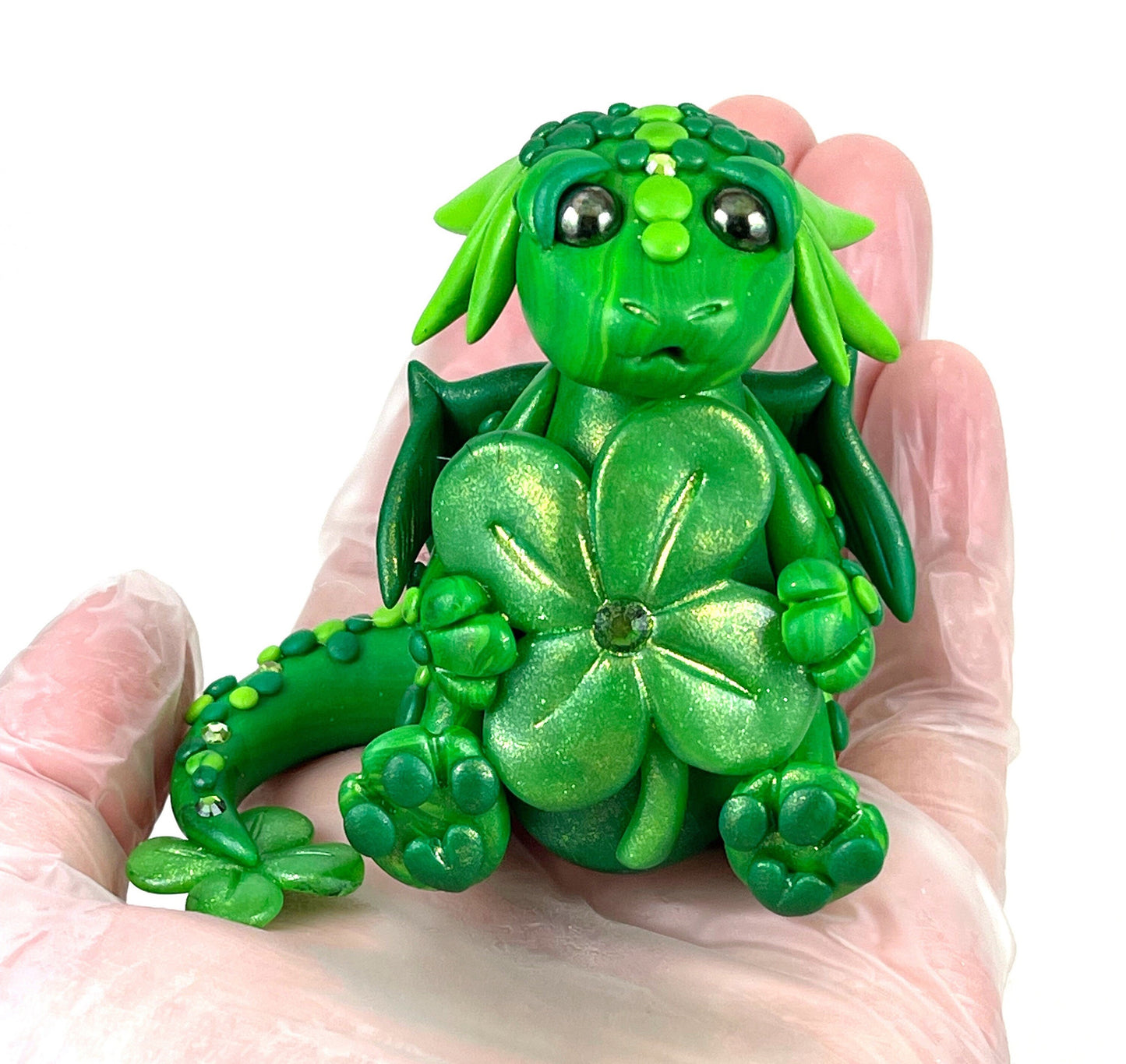 Lucky Clover Dragon sculpture ooak